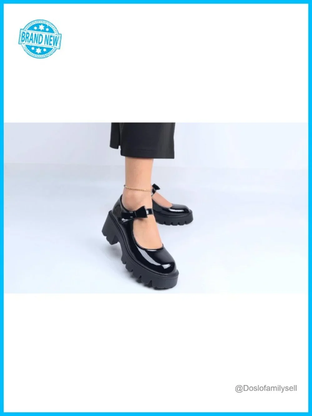 Mary Jane Platform Pumps Chunky Block Heel Patent-Like Pump, 2.55-Inch Heel,